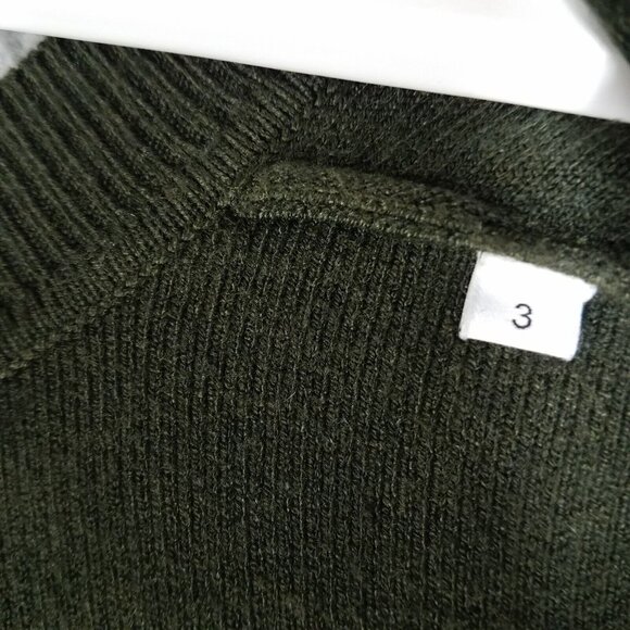 Sandro Sweater Women's 3/ Large Olive Green Oversized Knit Pullover Stretch - Picture 12 of 12